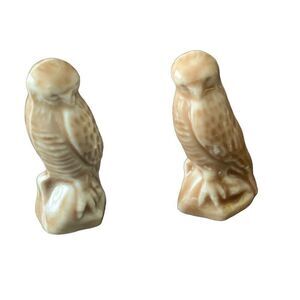 Vintage Wade Whimsies Lot of 2 Barn Owl Figurine Set Charming & Delightful Home